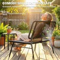Outsunny Set Mobili Giardino Rattan 4 Pezzi, Divano Esterno con Tavolino Metallo, Nero(m-6)