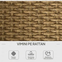 Outsunny Set da Giardino 3pz con Chaise Longue, Divanetto, Cuscini e Tavolino, in Rattan e Acciaio, Bianco Crema e Legno(m-4)