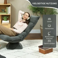 HOMCOM Chaise de sol pivotante à 360°, fauteuil pliable en velours avec dossier réglable 5 positions, 70x62x95cm, gris foncé(m-7)
