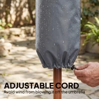 Pokrowiec na parasol Outsunny, osłona na parasol, pokrowiec ochronny, odporny na warunki atmosferyczne, paski mocujące, zamek błyskawiczny, poliester Oxford, szary, 178 x 25/35 cm(m-6)