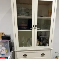 HOMCOM Freestanding Kitchen Cupboard, 5-tier Storage Cabinet with Adjustable Shelves and Drawer for Living Room, Dining Room, Cream White(m-10)