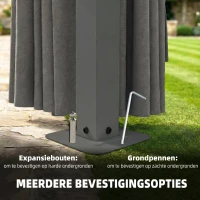 Outsunny Tuinpaviljoen ca. 4x3m waterafstotend stabiel winterbestendig met muskietennet, 4 zijwanden, ventilatie en afvoergaten(m-9)