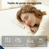 HOMCOM Colchón 190x135 cm Grosor 20 cm Colchón Viscoelástico con Té Verde Firmeza Media Cama Refrescante con Espuma de Gel(m-4)