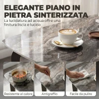 HOMCOM Tavolo 4 Persone, 130x70 cm, Moderno con Piano in Pietra Sinterizzata, Marrone(m-5)