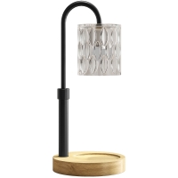 HOMCOM Lámpara Calefactora de Velas con Base Pantalla de Vidrio y Varilla Negra Ø15x32,5 cm para Dormitorio Salón Multicolor