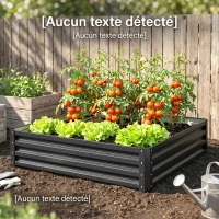 Outsunny Carré potager de jardin acier galvanisée 120 x 120 x 30 cm gris(m-8)