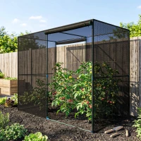 Outsunny Serre de Jardin Serre à tomates Filet Protection Solaire Anti-UV ombrage 50-60% 2 Portes zippées enroulables Acier HDPE Vert foncé Noir(m-2)