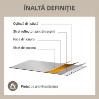 HOMCOM Oglindă de Perete Stil Fereastră cu Montare Verticală și Orizontală, 110x50cm, Aurie(m-6)