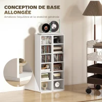 HOMCOM Lot de 2 étagères colonnes armoire de rangement CD-DVD 12 compartiments 21 x 22,5 x 88,5 cm capacité 204 CD blanc(m-8)