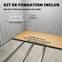 Outsunny Abri de jardin 2,77 m² 213 x 130 x 172 cm kit de fondation porte coulissante ventilations acier galvanisé gris foncé(m-6)