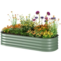 Outsunny Pat modular pentru grădină înălțată 150x62x30cm din oțel galvanizat cu bază deschisă, verde(m-10)