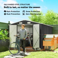 Outsunny 12 x 8 ft Garden Shed, Outdoor Storage Shed with 4 Vents and Lockable Double Doors, Dark Grey(m-4)