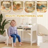 AIYAPLAY Kids Desk and Chair Set, Children Study Table with Storage and Shelves for Study Room, Gift for 3-8 Years, Natural(m-4)