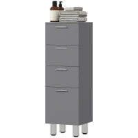 kleankin Badezimmerschrank, Badschrank, 4 Schubladen, Spanplatte, glatt, Grau(m-10)