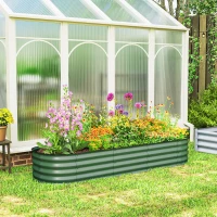 Outsunny Jardinière surélevée carré potager de jardin en acier modulable légumes, plantes, fleurs, dim. 195 x 62 x 30 cm vert(m-10)