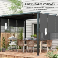 Outsunny Markise Sonnenschutz. Pergola, wetterbeständig,  inkl. Befestigungsmaterial, 3 x 3,5 m, Dunkelgrau(m-4)