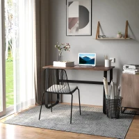 HOMCOM Bureau Design Industriel châssis métal Noir Plateau Panneaux Particules Coloris boisé(m-10)