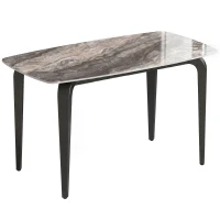 HOMCOM Tavolo 4 Persone, 130x70 cm, Moderno con Piano in Pietra Sinterizzata, Marrone(m-1)