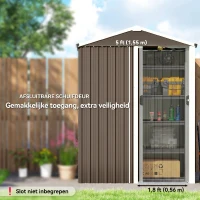 Outsunny Metalen tuinhuis 1,1 m², tuinschuur met zadeldak afsluitbare schuifdeur met handschoenen, 136 x 87 x 179 cm(m-5)