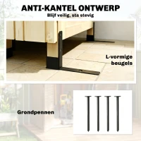 Outsunny Houten tuinkast extra hoge gereedschapsschuur met verstelbare plank magnetische deur gegalvaniseerd dak ventilatie(m-7)