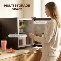 HOMCOM Mini lodówka 44L/46 puszek – kompaktowa lodówka z regulowanym termostatem, 43 x 51 x 51,3 cm, czarna(m-8)