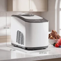 HOMCOM Gelatiera con Compressore Integrato 1.5L, Modalità Morbida e Dura, Funzione Auto-Mantenimento al Freddo, Bianca(m-3)