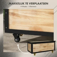 Outsunny Tuinopbergbox, 121 liter, 2 wielen, weerbestendig, metalen frame, natuurlijk hout, 100x50x43 cm(m-4)