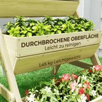Outsunny Verticaal hoogbed met 3 lagen, houten plantenbak met 3 plantenbakken en afvoergaatjes, Groen(m-7)
