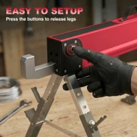 HOMCOM 2-delige set zaagbokken tot 1160 kg, inklapbaar, 7-voudig in hoogte verstelbaar (64-81 cm), metalen werkbokken met handgreep, rood(m-7)