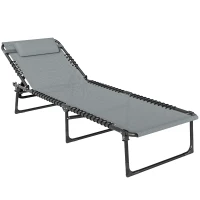 Outsunny Sonnenliege, klappbar, atmungsaktiver Bezug, Metallrahmen, 189 x 58 x 30 cm, Hellgrau(m-1)