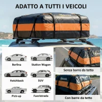 Outsunny Portabagagli da Tetto Impermeabile, 425 Litri, Arancione(m-7)