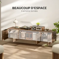 HOMCOM Meuble TV suspendu meuble télé pour téléviseur jusqu'à 65 pouces avec 3 placards à portes, 150 x 35 x 32 cm, marron(m-5)