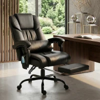 Vinsetto Bürostuhl Ergonomisch mit Massagefunktion Schreibtischstuhl mit Fußstütze, Hoher Rückenlehne, Lendenstütze Schwarz(m-2)