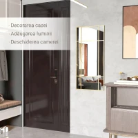 HOMCOM Oglindă de Perete Stil Fereastră cu Montare Verticală și Orizontală, 110x50cm, Aurie(m-4)