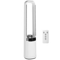 HOMCOM Turmventilator ohne Rotorblätter, mit 45° Oszillation, LED-Licht, 3 Geschwindigkeiten, 12-Std.-Timer, Fernbedienung