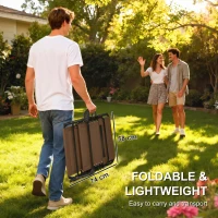 Outsunny Leżak składany z poduszką pod szyję, stalowy stelaż, siateczkowe obicie, udźwig 120 kg, brązowy(m-6)