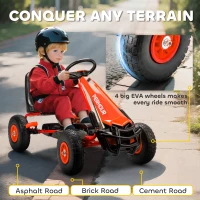 AIYAPLAY Gokart na pedały dla dzieci, regulowane siedzenie, opony EVA, hamulec, sprzęgło, 3-8 lat, Czerwony(m-6)