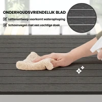 Outsunny Tuintafel Aluminium 120x70 cm Weerbestendig Balkontafel met Houtlook, voor 4-6 Personen Zwart(m-6)