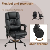 Vinsetto Bürostuhl Ergonomisch mit Massagefunktion Schreibtischstuhl mit Fußstütze, Hoher Rückenlehne, Lendenstütze Schwarz(m-9)