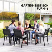 Outsunny Tuintafel Aluminium 120x70 cm Weerbestendig Balkontafel met Houtlook, voor 4-6 Personen Zwart(m-5)