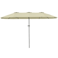 Outsunny Parasol de jardin extérieur, parasol double rectangulaire 4 x 2,2 x 2,3 m avec ouverture fermeture manivelle crème