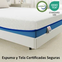 HOMCOM Colchón 190x135 cm Grosor 20 cm Colchón Viscoelástico con Té Verde Firmeza Media Cama Refrescante con Espuma de Gel(m-7)