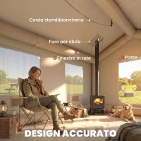 Outsunny Tenda da Campeggio Gonfiabile con Pompa, Impermeabile 3000mm e Antivento, Cachi(m-8)