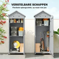 Outsunny Houten Tuinkast Extra Hoge Gereedschapskast met Verstelbare Planken, Magnetische Deur en Gegalvaniseerd Dak(m-5)