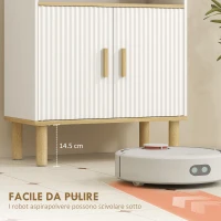 HOMCOM Mobile Bagno Autoportante con Ripiano Regolabile, Bianco e Legno Naturale(m-7)