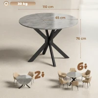 HOMCOM Tavolo Pieghevole 2-6 Persone, Ali Pieghevoli, Struttura Acciaio Doppia X, Grigio Cemento(m-3)