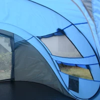 Outsunny Tenda da Campeggio Pop Up 2 Posti con 2 Porte, 4 Finestre e Telo Impermeabile, 263.5x220x123 cm, Blu(m-8)