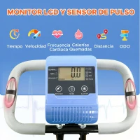 HOMCOM Bicicleta Estática Plegable con Respaldo 8 Niveles de Resistencia Volante Pantalla LCD Pulsómetro y Sillín Ajustable(m-4)