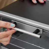 HOMCOM Horno Eléctrico de Sobremesa 10 Litros 750W Mini Horno Tostador con Temperatura hasta 230 ℃ Temporizador 60 Minutos Bandeja y Rejilla 36,5x26x22 cm Plata(m-8)