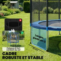 SPORTNOW Trampoline Extérieur Trampoline de Jardin Enfants et Adultes 6 Poteaux au Sol  Charge 80kg 36 Ressorts Ø183cm Bleu(m-4)